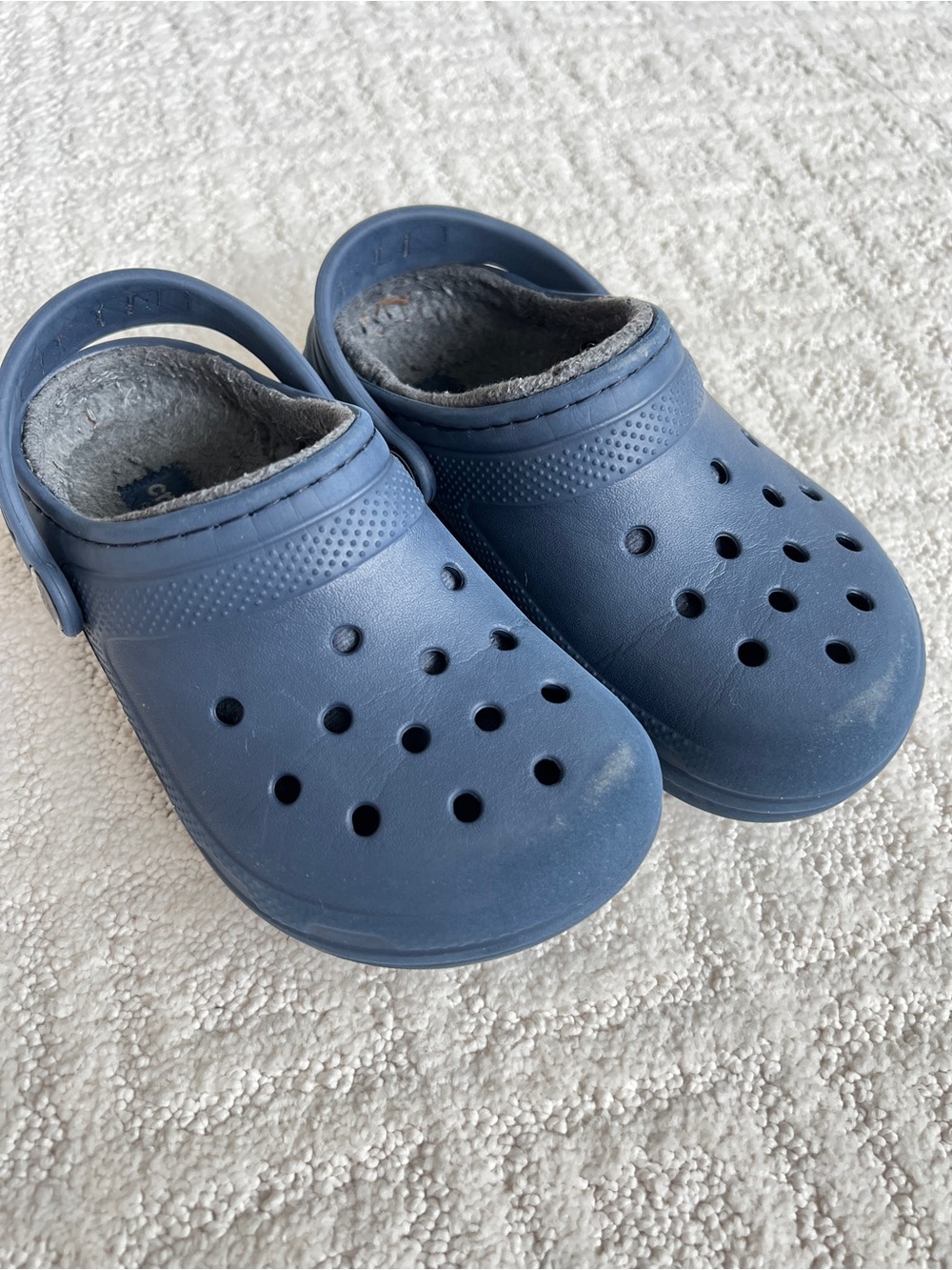 Blue Fleece Lined Crocs - Toddler 11